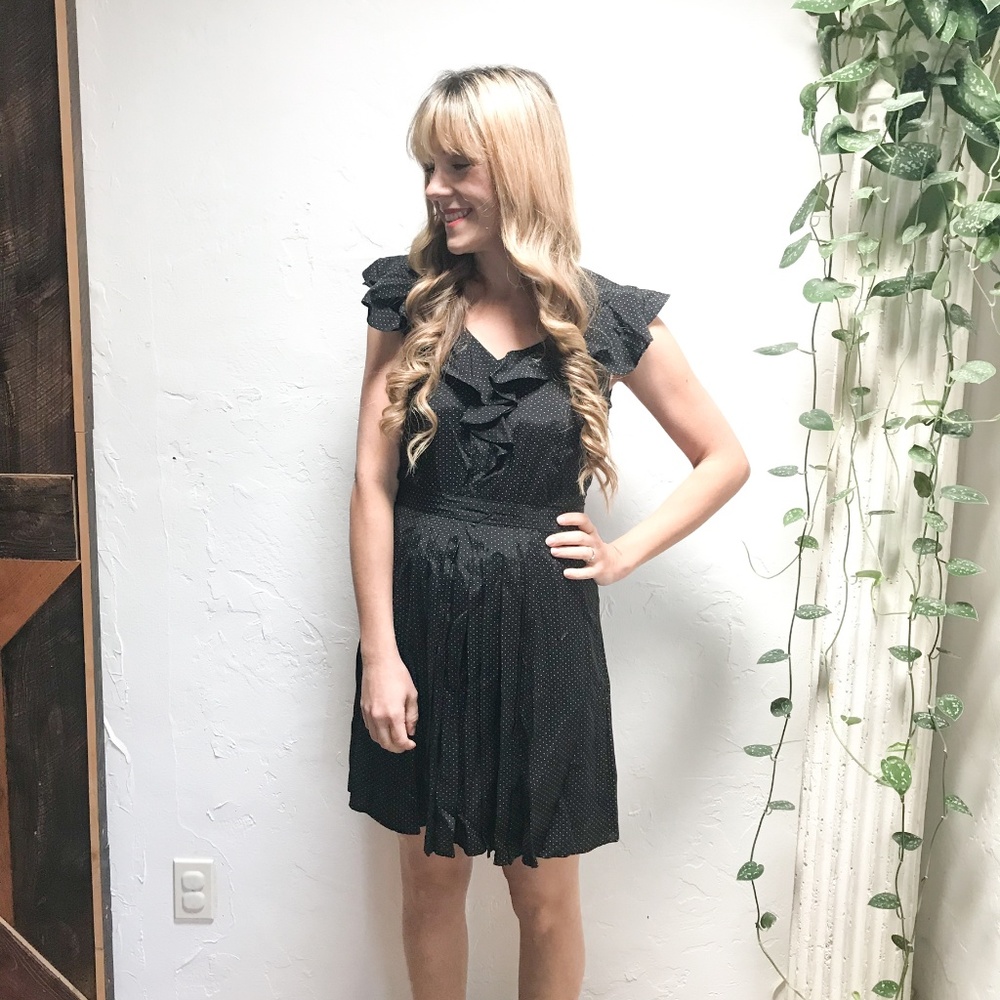 Black polka dot dress